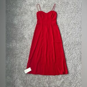 BNWT Abercrombie Camille high slit midi dress, size XS, color red
